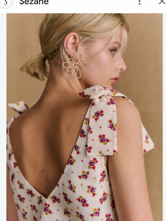 Sezane Other - New!! Sézane Floral Tie-Shoulder Camisole in Cream with Pink Bouquet Print